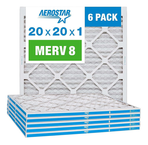 Filtro De Aire  Ac Y Horno 20x20x1 Merv 8 Pack De 6