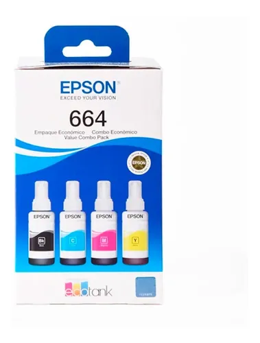 Pack De 4 Tintas Epson T664 Negro + Colores (t664520-4p)