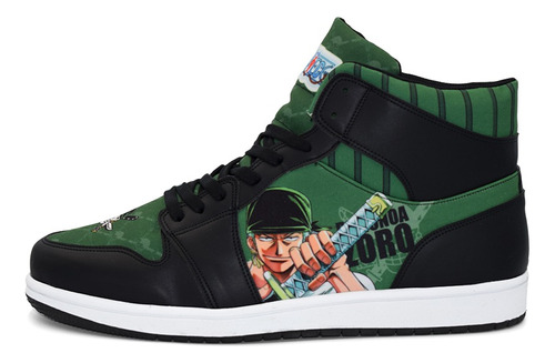 Tenis Zoro Verde One Piece Anime Hi Top Bota