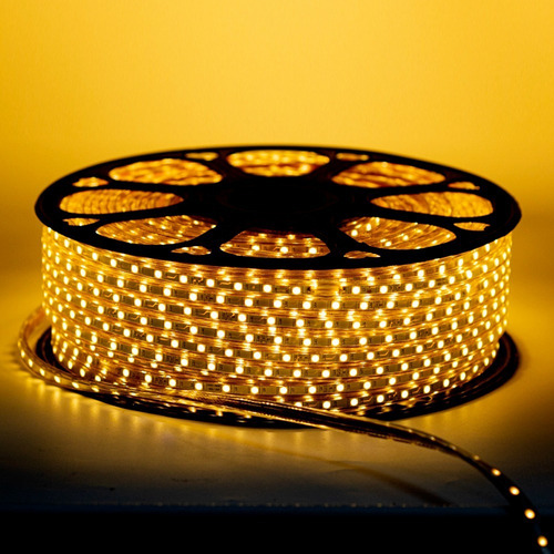 Mangueira Fita Led Chata 100 Metros 2 Conectores 220v - 5050 Luz Branco-quente