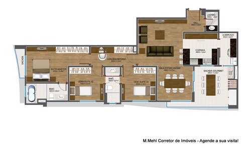 Imagem 10 de 14 de Apartamento Com 3 Dormitórios À Venda Com 179.64m² Por R$ 1.034.000,00 No Bairro Cristo Rei - Curitiba / Pr - M2cr-eer203