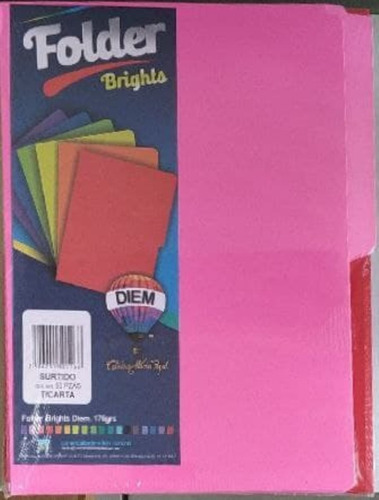 Paquete De 50 Folders Bright Tamaño Carta Colores Surtidos