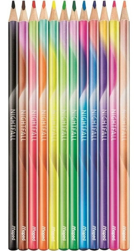 Imagen 2 de 2 de Lapices De Colores Nightfall X 12 Escolar Diseño Maped Edu