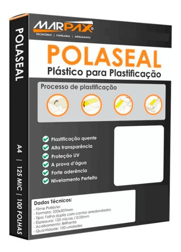 Imagem 2 de 5 de Polaseal A4 Para Plastificação A4 0,05mm 100un Frete Grátis
