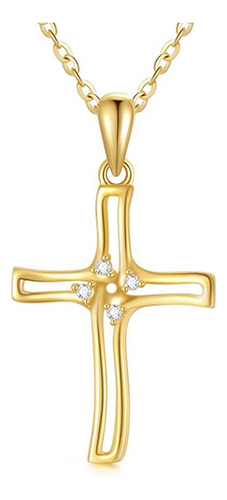 Blocaci 14k Yellow Gold Cross Necklaces For Women Girls