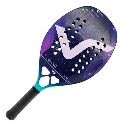 Kit Raquete Beach Tennis Shine 12 K 3 Bolas E Bolsa Vg Plus Cor Roxo