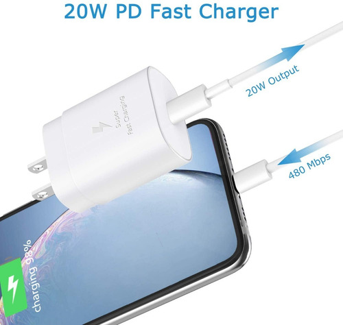 Imagen 4 de 7 de Cargador Para iPhone 12 12 Pro Max Rapido 20w Real Protegido