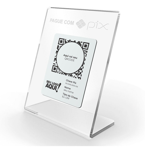 Placa Acrílico Cristal C/ Branco Pix, Whatsapp, Google