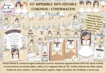 Comprar Kit Imprimible Candy Bar Comunion Nena Beige 100% Editable