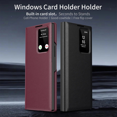 Funda De Teléfono Con Tapa Para Samsung Galaxy Z Fold 6, 5, 4, 3 Pliegues, 6 Pliegues, 5 Pliegues, 4 Pliegues, 3, 5g, Tarjetero Con Ventana Inteligent