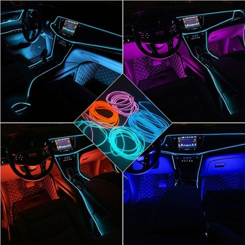 Imagen 10 de 10 de Hilo Tira Luz Neon Colores Led Conector Usb 12v Auto Moto 5m