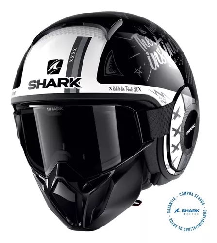 Casco Shark Drak Tribute Blanco/ Negro Con Mascara Para Moto
