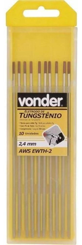 Tungstenio 2.4mm X 150mm 2% Torio Vermelho Inox