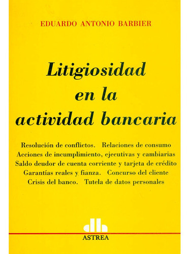 Litigiosidad En La Actividad Bancaria Barbier