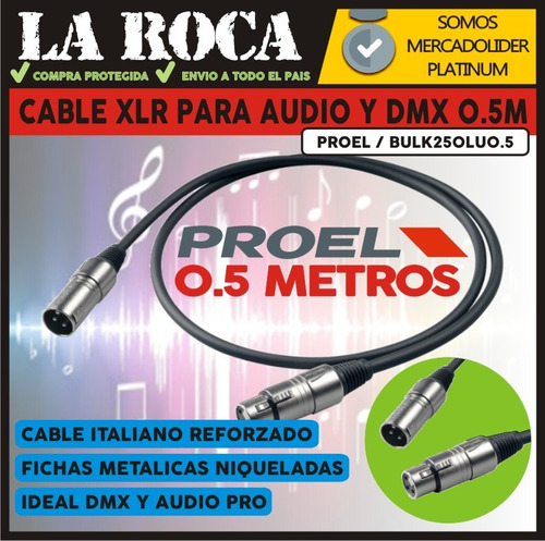 Imagen 3 de 10 de Cable Xlr Proel Bulk250lu05 Dmx Canon Canon 50 Cm La Roca