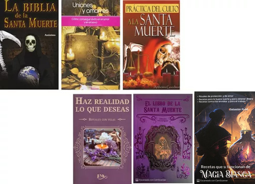 Pack 6 Libros Biblia De La Santa Muerte + Uniones Y Amarres 