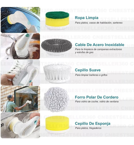Cepillo De Limpieza Eléctrico Recargable Para Baño Y Cocina