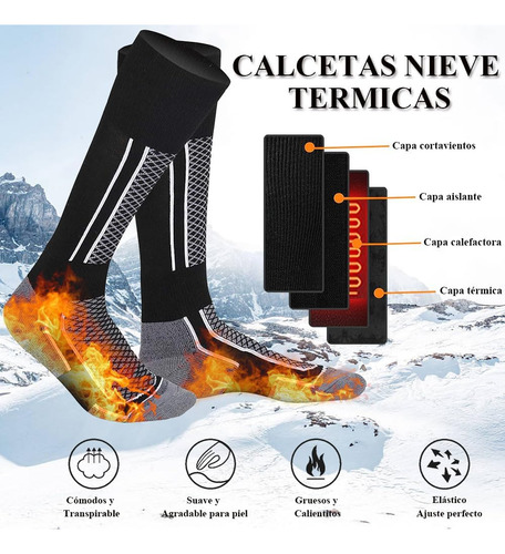 2 Pares Calcetines Termicos Nieve Invierno,calcetines De