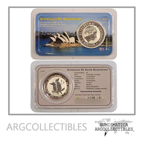 Australia Blister Moneda 1 Dolar 2001 Plata 999 Km-209 Proof