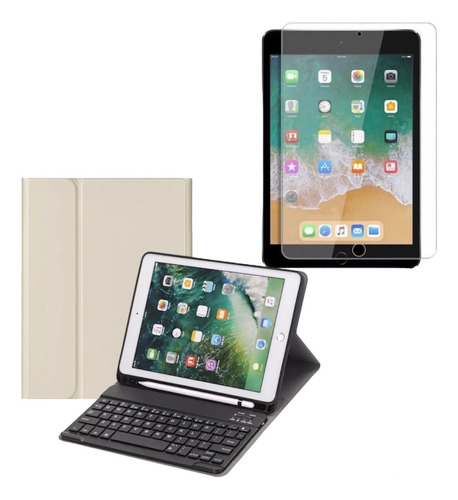 Estuche Teclado Bluetooth Para iPad Espacio Lapiz + Vidrio