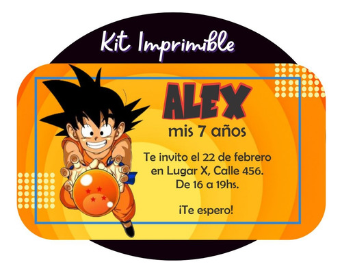 Kit Dragon Ball Imprimible Cumple Candybar Personalizado