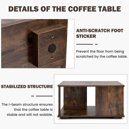 Giantex 32 Square Coffee Table, 2-tier Wooden Table