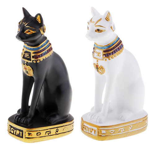 Escultura De 2 Piezas De Bast Bastet, Gato Egipcio