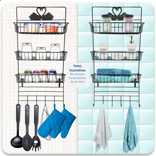 Imagen 2 de 8 de Cesto Canasto Organizador Metal Colgante Grande Baño Cocina
