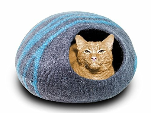 Meowfia Premium Cat Bed Cave (grande) - Camas De Lana Merino