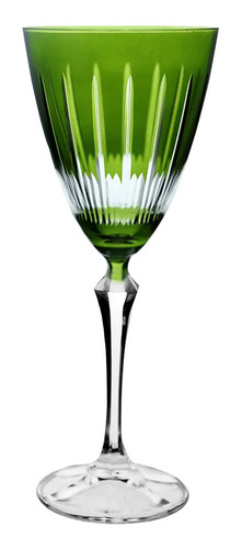 Taça Água Cristal Verde Lapidado Elizabeth Bohemia - Unidade