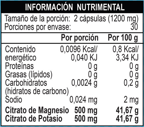 4 Frascos Citrato Magnesio Y Potasio 60caps C/u Nt Nutrition Sabor Sin sabor
