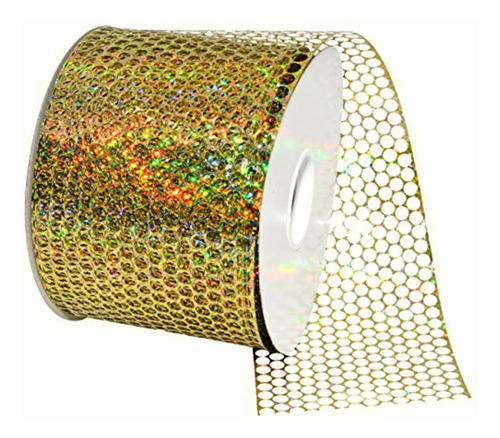 Morex Ribbon 288 Cinta, Holographic Gold, 3.25 Inches By 50