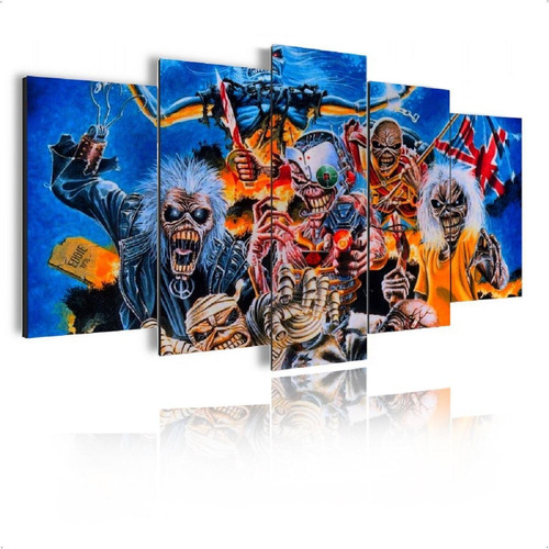 Quadro Mosaico 105x60cm Mod242 Iron Maiden Eddie Head 5pçs