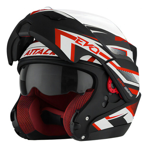 Capacete De Moto Robocop Protork Attack Evo Fosco Cor Preto - Vermelho Tamanho Do Capacete 58