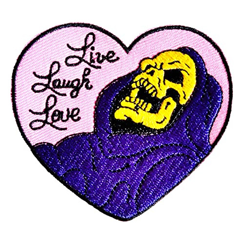 Funny Laugh Skull Heart Cat Insignia Emblema Iron On Patch B