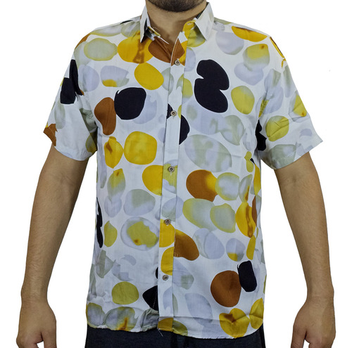 Camisa Chalis Manga Corta Para Hombre - Blanco