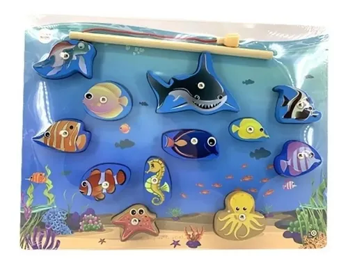 comprar Juego De Pesca Magnético Encastre Madera Didáctico Imantado