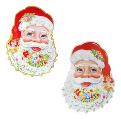 Enfeite Natal Cartonado Dupla Face - Rosto Papai Noel G