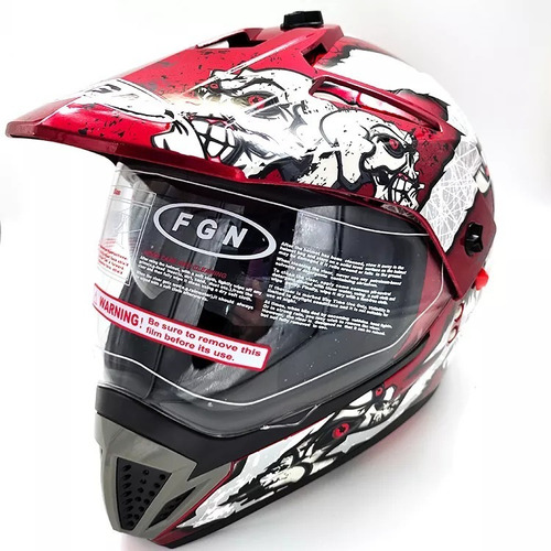 Casco Moto Fgn Con Mica Transparente Y Gafas Polarizadas