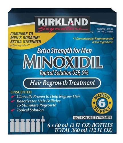 Imagen 2 de 3 de Kirkland Minoxidil 5% Solución Tópica Tratamiento Regenerador Capilar, Formula Extra Fuerte Para Hombres. Tratamiento Para 6 Meses. Caducidad Amplia, Máxima Calidad Y Originalidad.