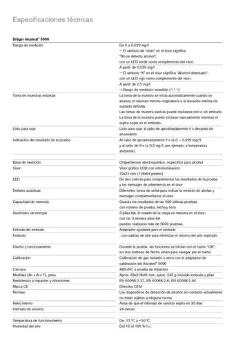 Detector De Alcohol Alcotest Drager Modelo 5000 V7