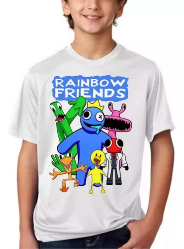 Camiseta Infantil Babão Blue Rainbow Friends Para Colorir