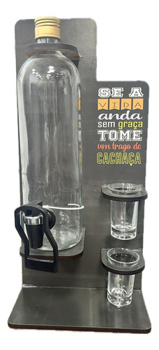 Pingometro Porta Cachaça Com Dosador 1 Litro E 2 Copos Shot