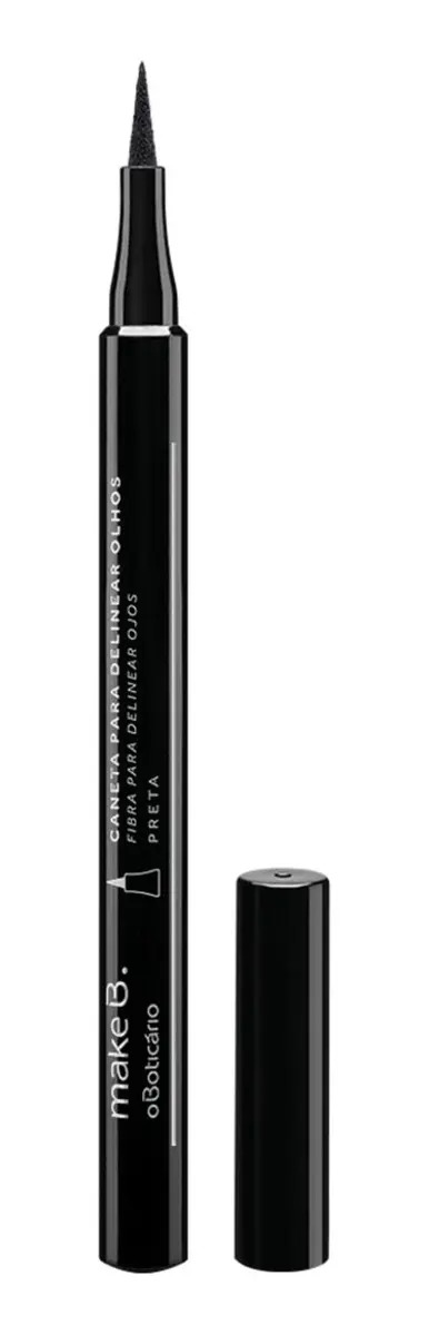 Caneta Delineadora Para Olhos Ponta Fina Preta Make B. 1,2ml Cor Preto Efeito Mate