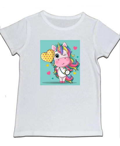 Camiseta Niña Unicornio Globo Corazon