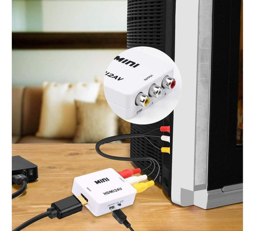 Mini Adaptador Hdmi Para Rca Conversor Full Hd Vídeo Hdmi P/ Vídeo Rca 2av - Conectar Seus Aparelhos Com Saída Hdmi Em Sua Tv - Converter Qualquer Sinal Hdmi - Full Hd - Marca Davely