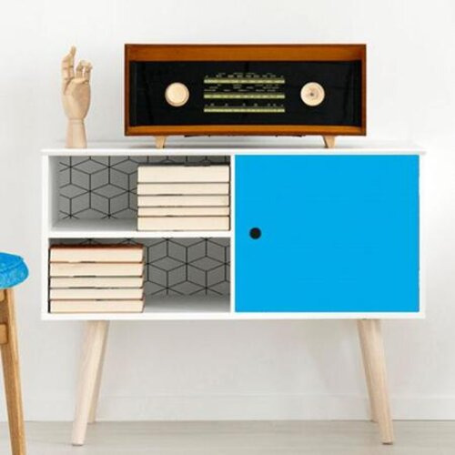 Papel Adesivo Autocolante Fosco Opaco 45cm X 10mts Diversos Cor Azul-celeste
