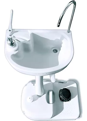 Lavabo portátil de jardín al aire libre con tanque de recuperación, lavabo  de mano extraíble para RV/Cocina/Interior, HDPE, blanco, fregadero separado