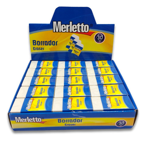 Borrador Blanco 4x2cm Caja De 30 Unidades Merletto