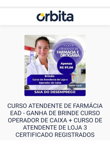Imagem 1 de 1 de Curso Atendente De Farmácia Online